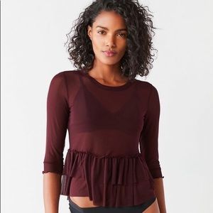 Urban Outfitters Out from Under Mesh Ruffle Peplum Top